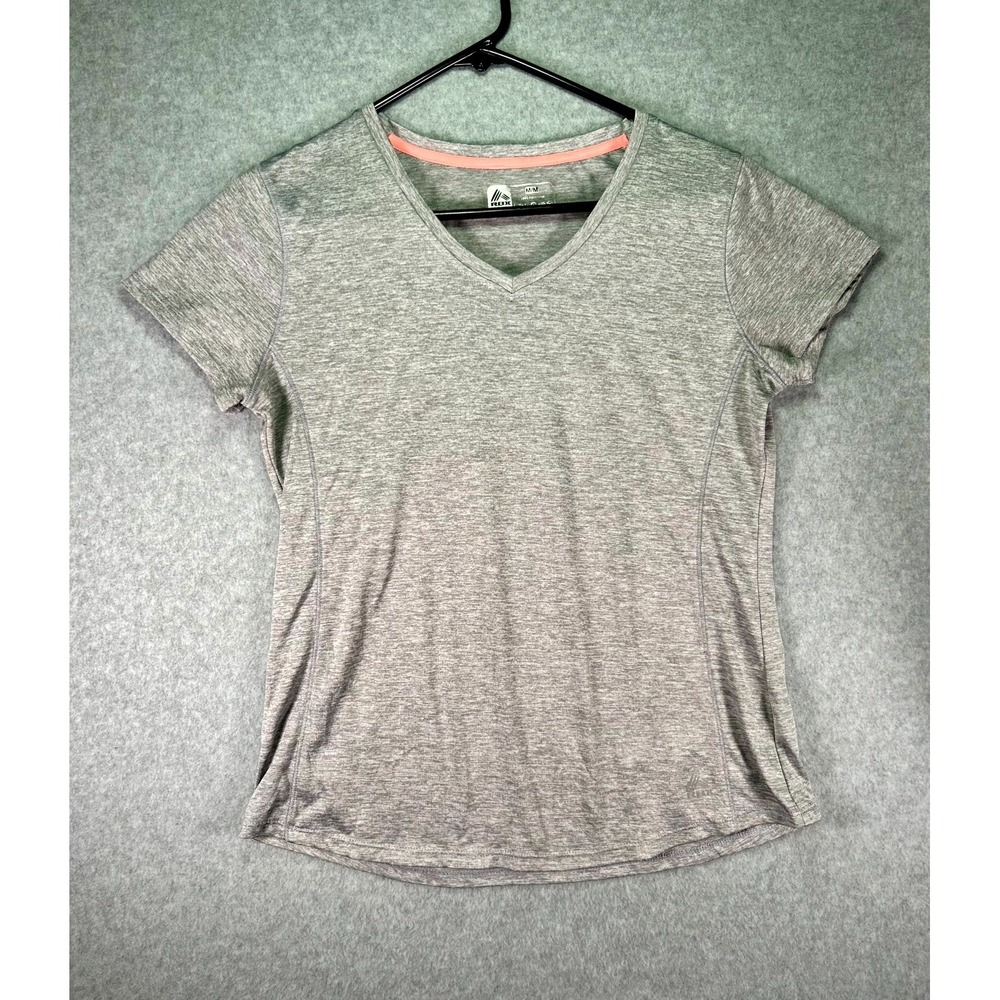 RBX Athletic Works T Shirt Womens Medium Heather Gray X-Dri Logo V Neck Running